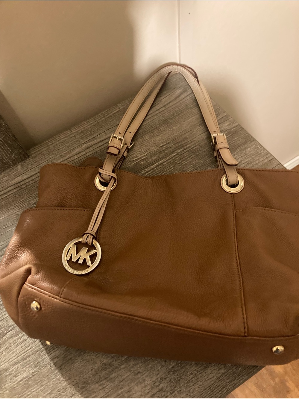 Michael Kors Tan Pebbled Leather Shoulder Bag